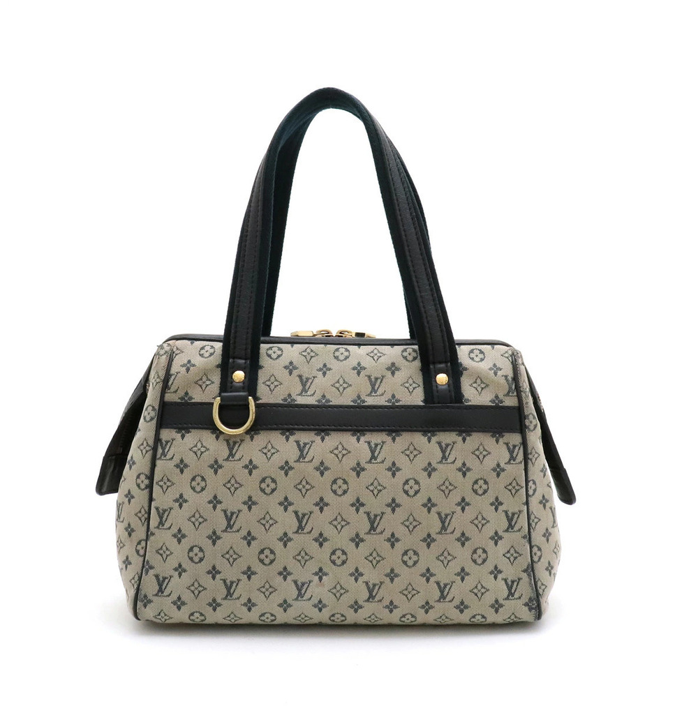 Louis Vuitton Monogram Josephine Handbag Boston Bag Canvas Leather Blue